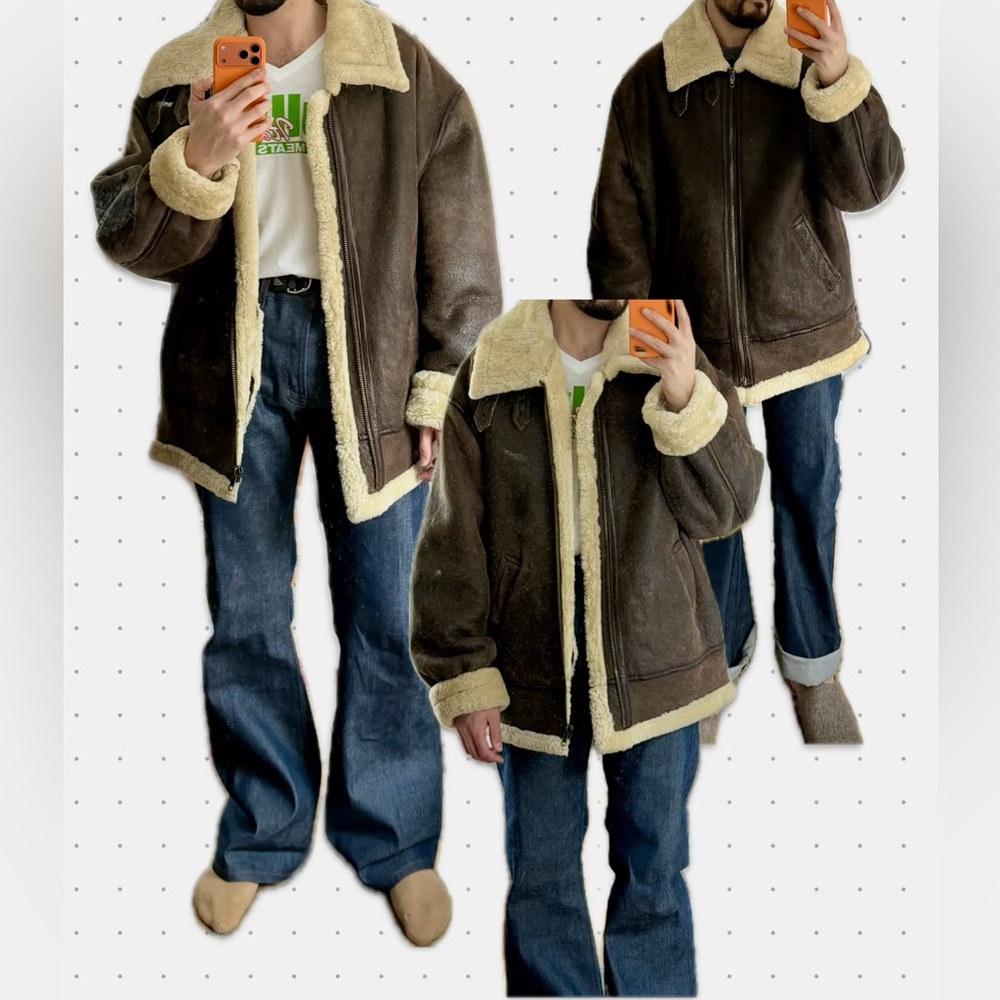 Men's Brown Shearling Bomber Jacket